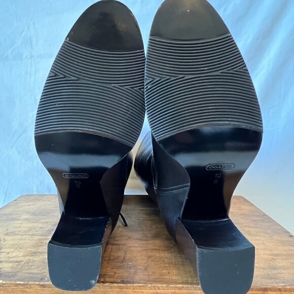 Coach Coty Boots, Black Leather Back Laces, Mid-Calf Size 10, Made in Italy EC - Picture 8 of 11